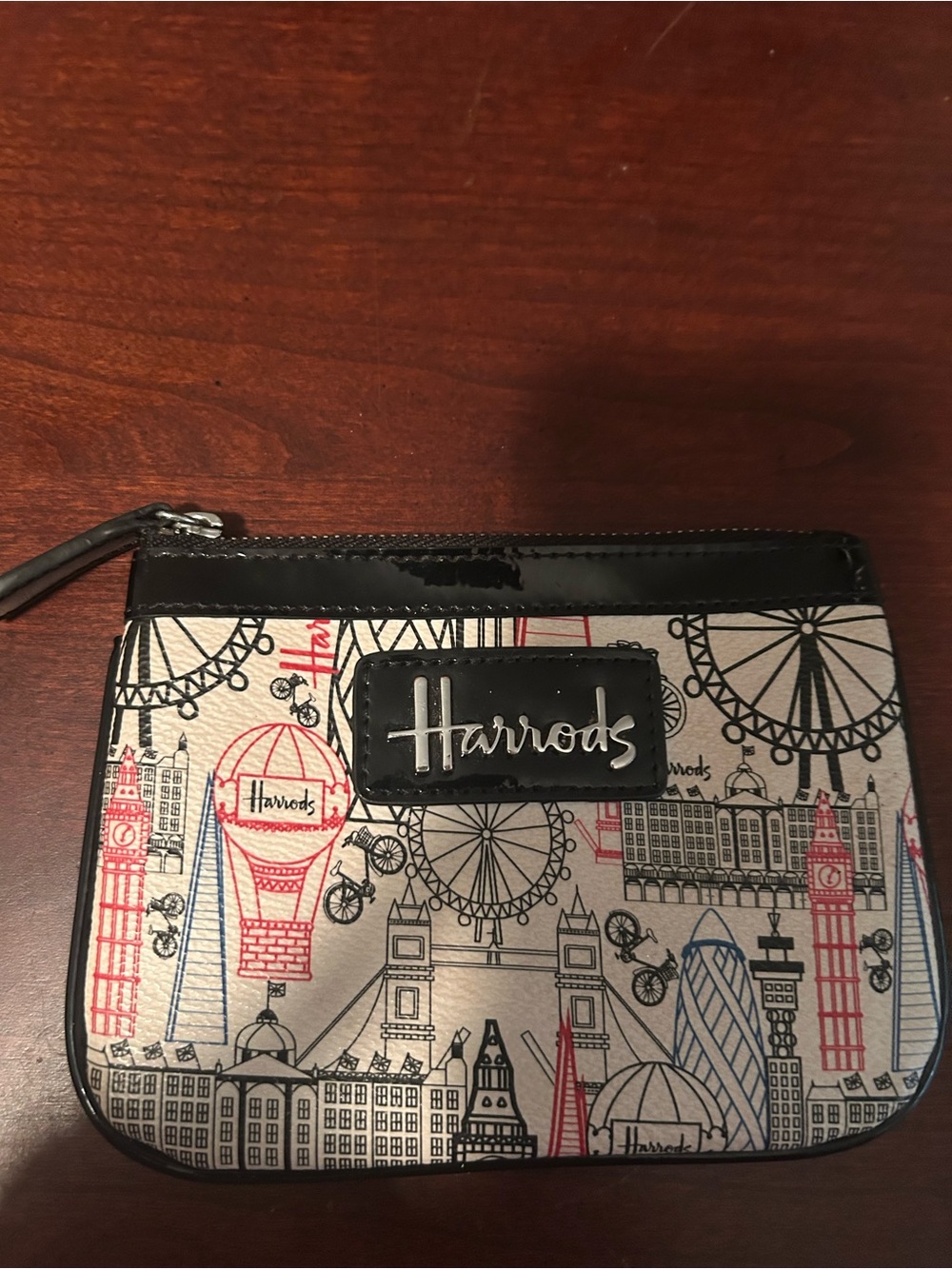 Harrods Black Trim London Print Zip wallet - Black, Red, Blue